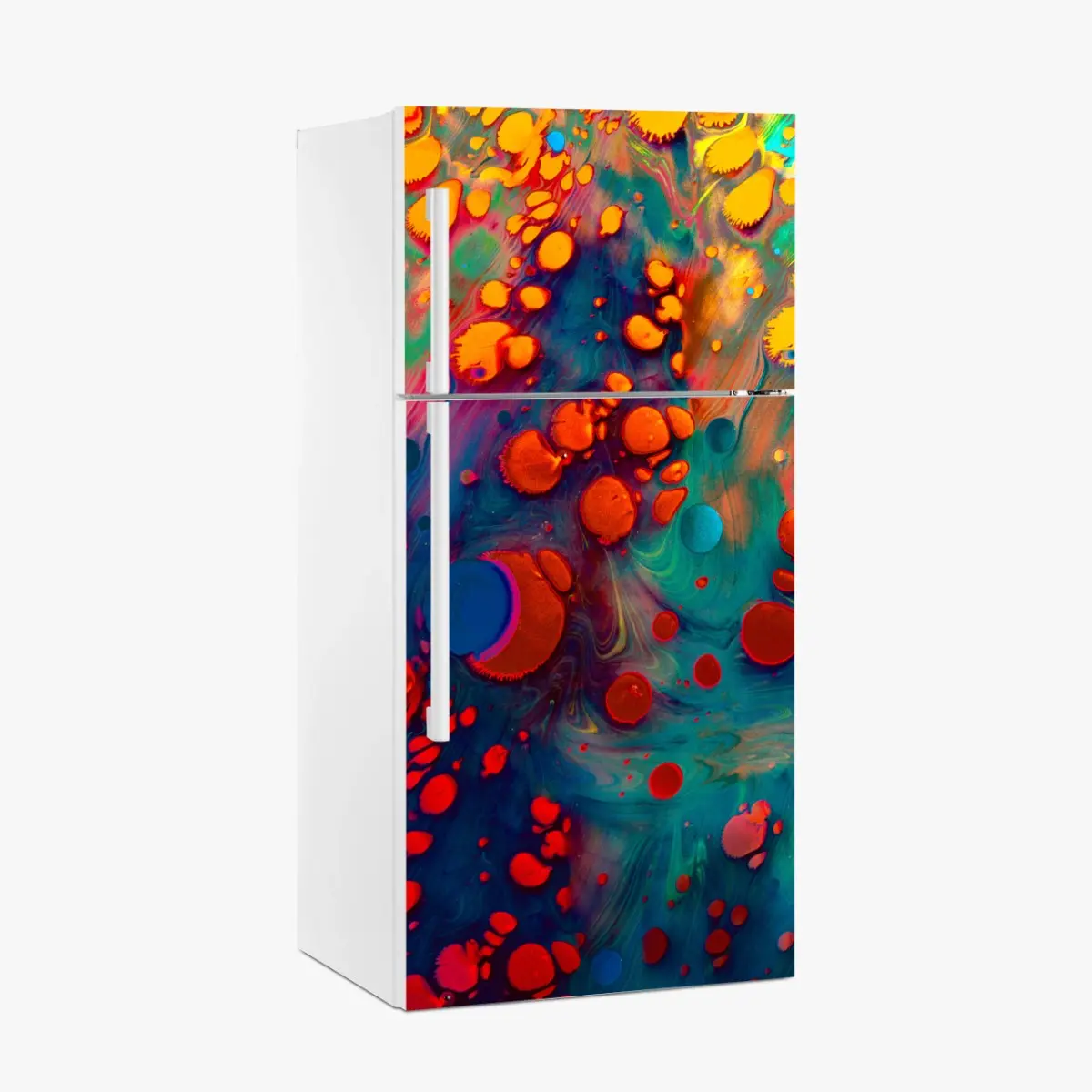 Kühlschrankaufkleber lebendige türkis-orange marmorierte kunst – Pixers®