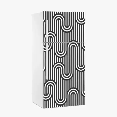 Kühlschrankaufkleber schwarz-weiß geometrisches optisches muster – Pixers®