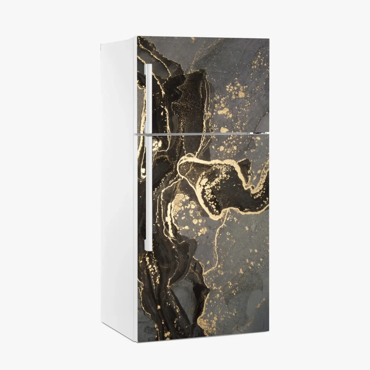 Kühlschrankaufkleber luxuriöser schwarz-goldener marmor abstrakt – Pixers®