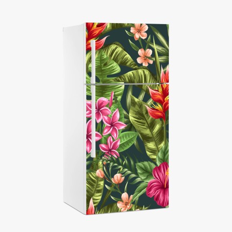 Kühlschrankaufkleber tropisches hibiskus- und plumeria-blumenmuster – Pixers®