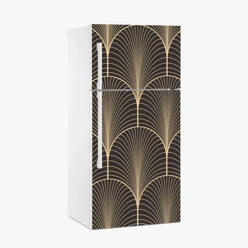 Kühlschrankaufkleber art deco goldenes fächermuster