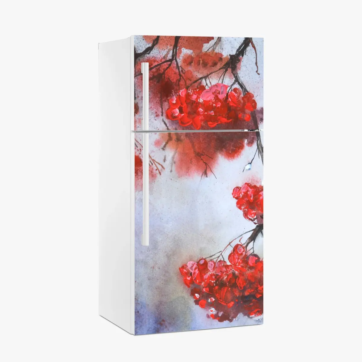 Kühlschrankaufkleber aquarell rote beeren an zweigen – Pixers®