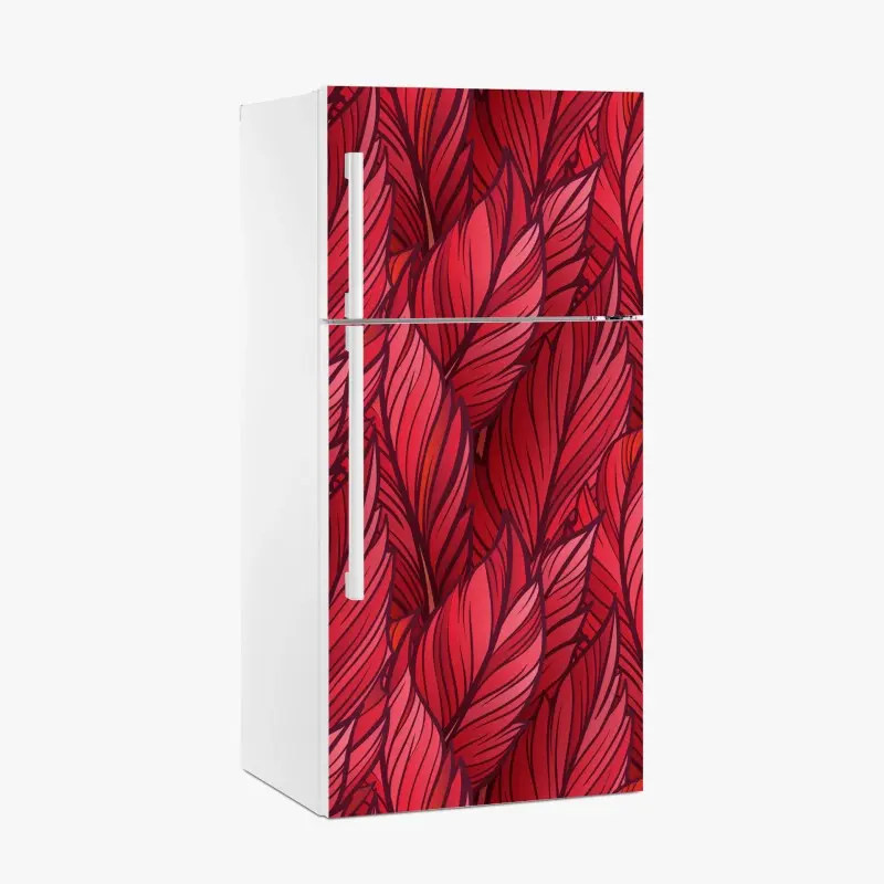 Kühlschrankaufkleber rotes botanisches blättermuster