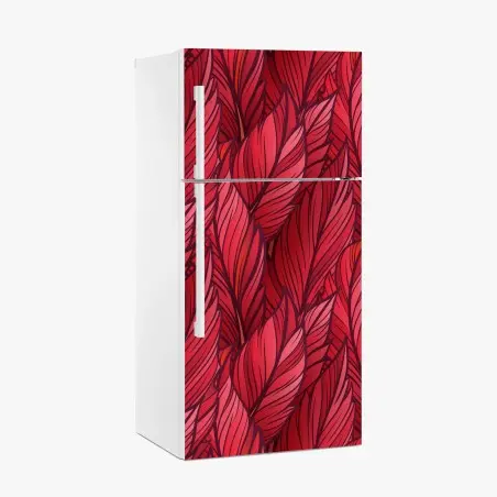 Kühlschrankaufkleber rotes botanisches blättermuster – Pixers®