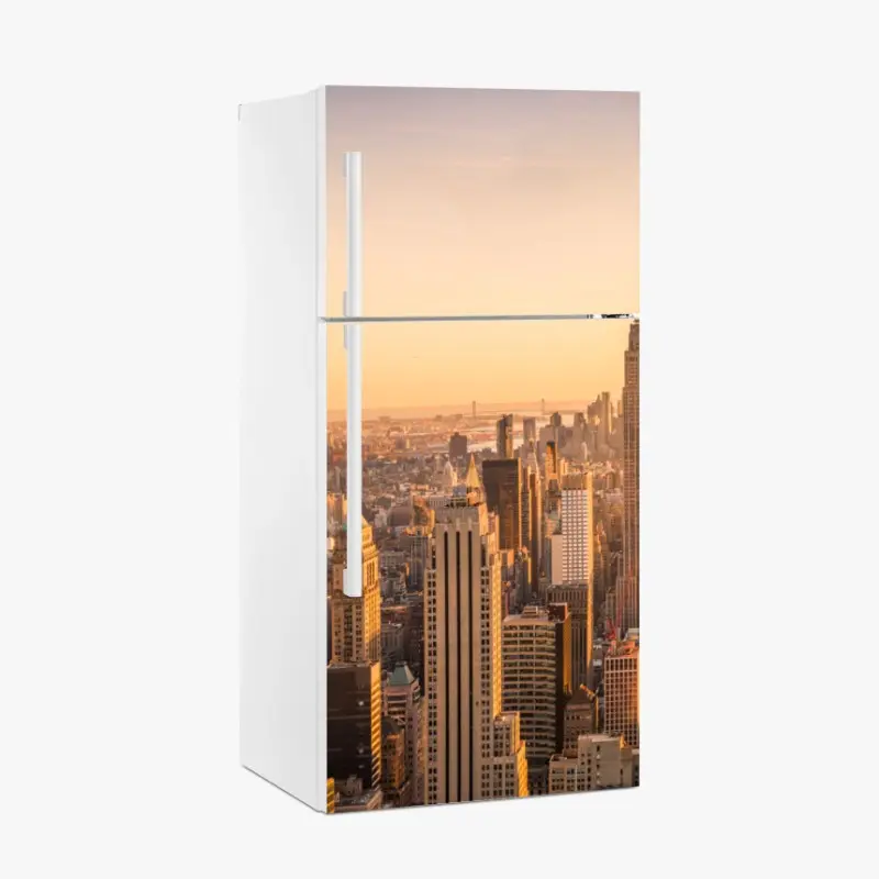 Kühlschrankaufkleber goldener sonnenuntergang über der skyline von New York
