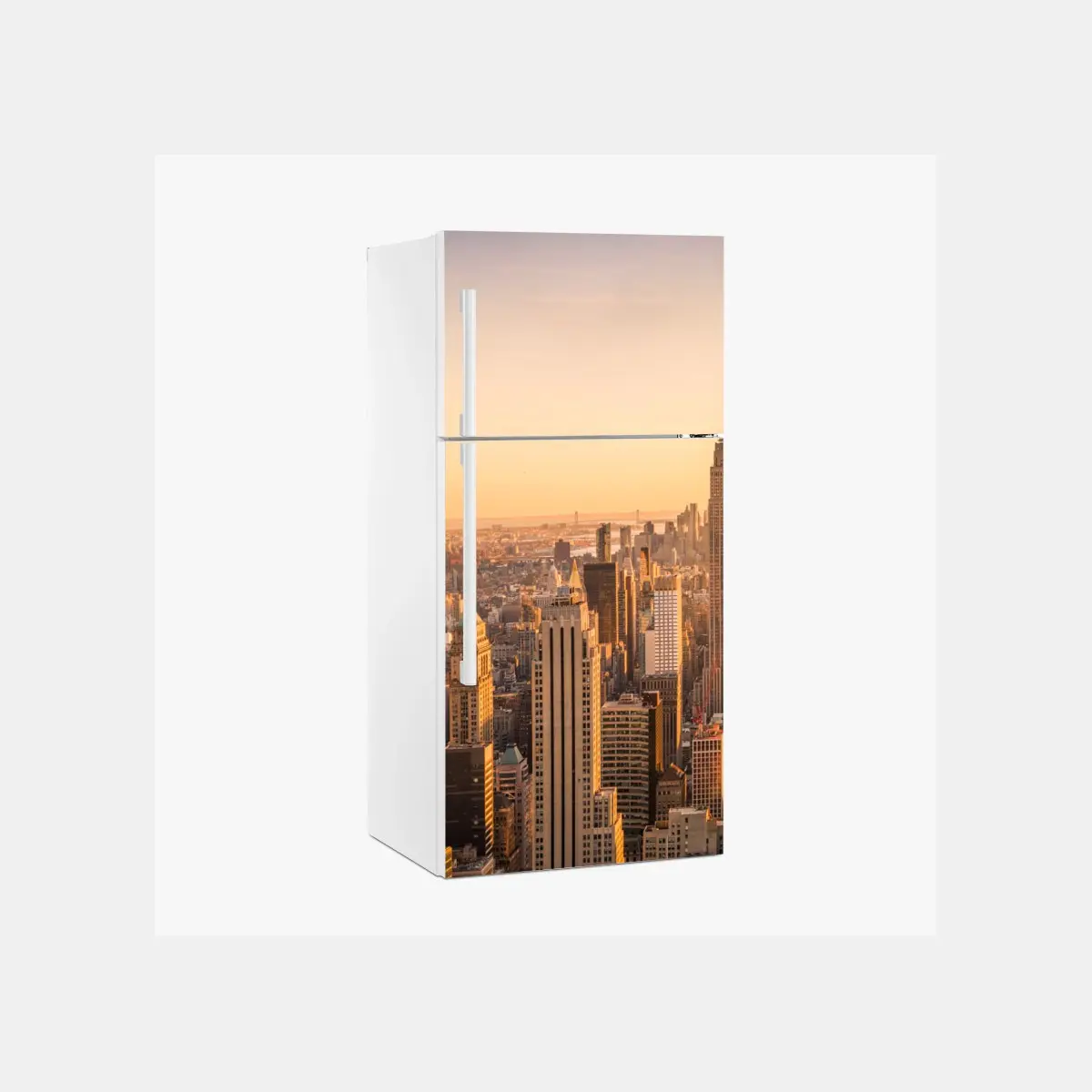 Kühlschrankaufkleber goldener sonnenuntergang über der skyline von New York – Pixers®