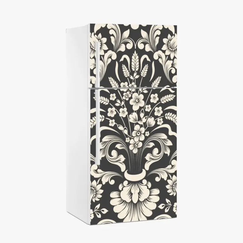 Kühlschrankaufkleber vintage blumiges damastmuster