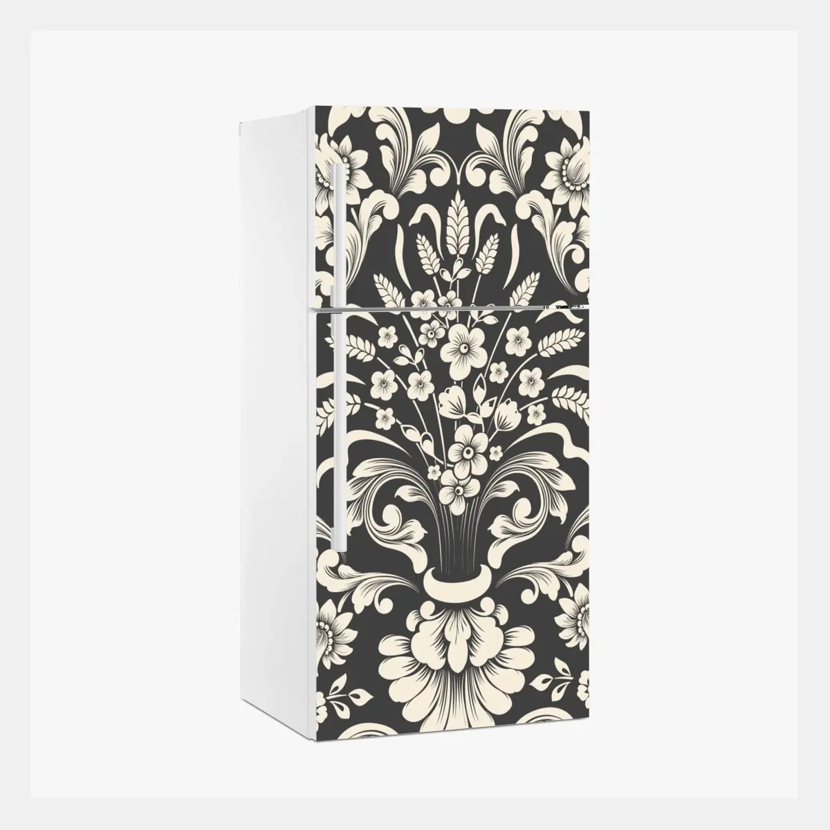 Kühlschrankaufkleber vintage blumiges damastmuster – Pixers®