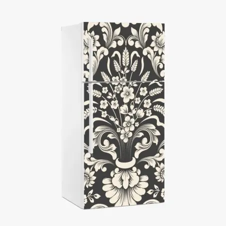 Kühlschrankaufkleber vintage blumiges damastmuster – Pixers®