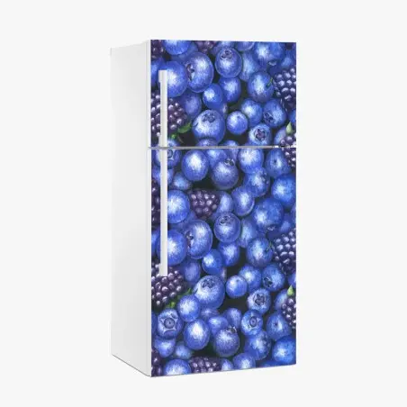 Kühlschrankaufkleber aquarellmuster mit blaubeeren und brombeeren – Pixers®