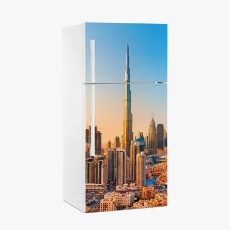 Kühlschrankaufkleber Dubai skyline in der goldenen stunde – Pixers®