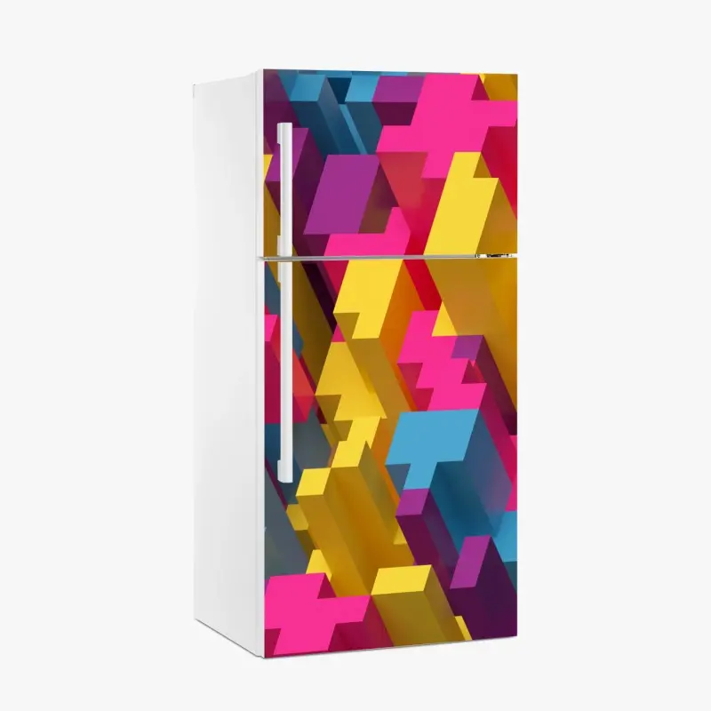 Kühlschrankaufkleber buntes 3d-voxel-muster