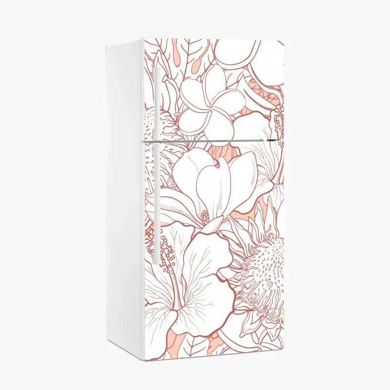 Kühlschrankaufkleber zartes korallenfarbenes blumenmuster