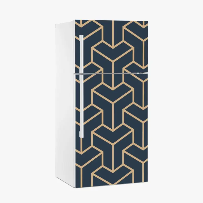 Kühlschrankaufkleber marineblaues geometrisches würfelmuster
