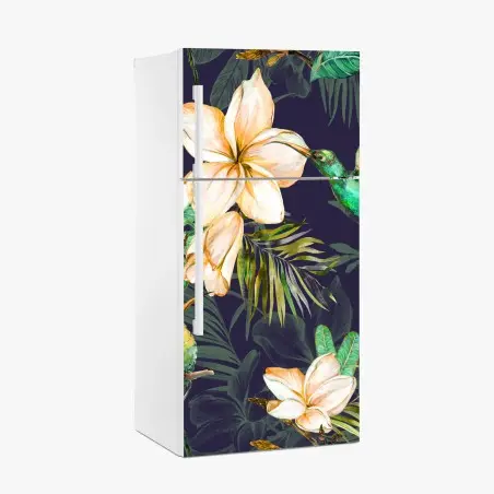 Kühlschrankaufkleber tropische kolibris und plumeria in aquarell – Pixers®