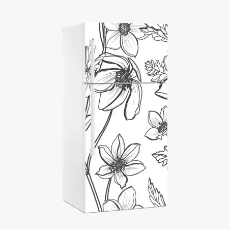 Kühlschrankaufkleber botanische linienzeichnung mit blumen – Pixers®
