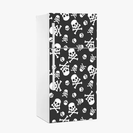 Kühlschrankaufkleber weißes totenkopf muster auf grauem hintergrund – Pixers®
