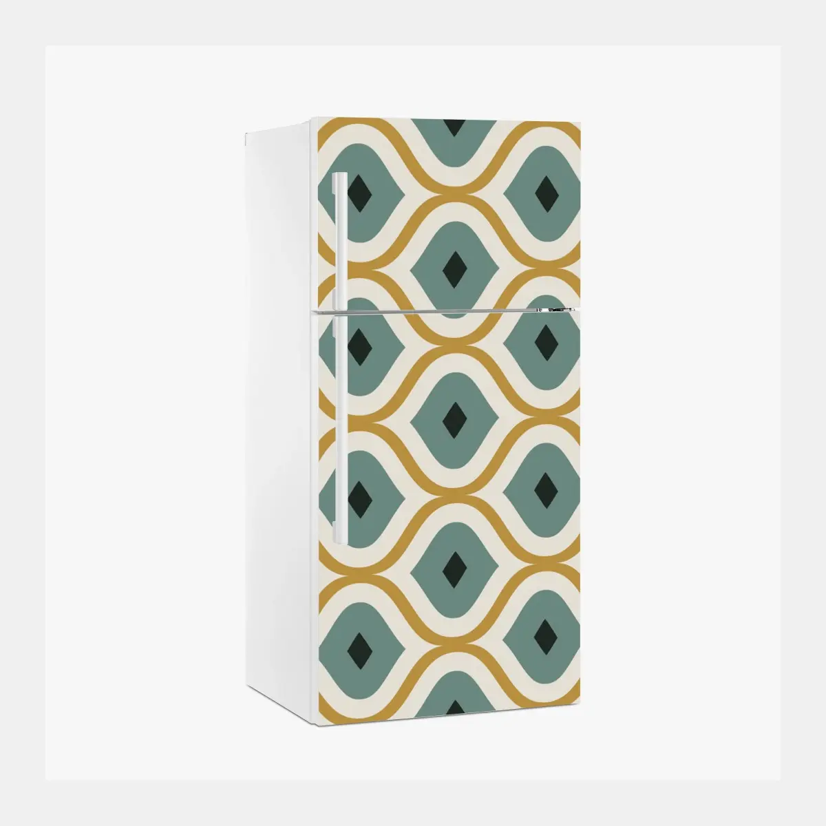 Kühlschrankaufkleber türkis-goldenes geometrisches ornament – Pixers®