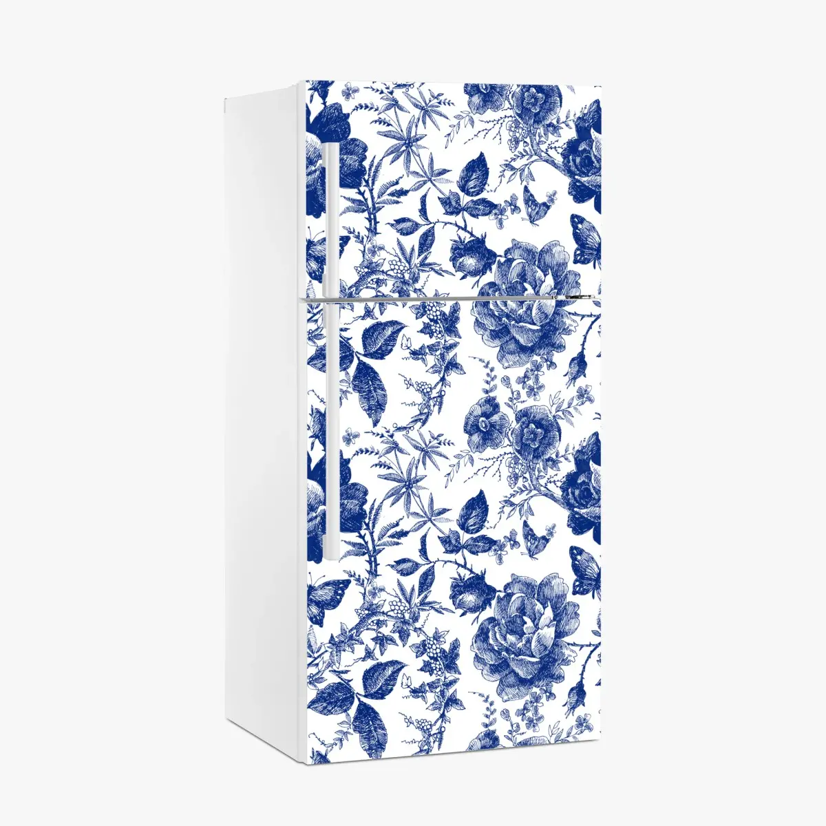 Kühlschrankaufkleber blaues blumen toile-muster – Pixers®