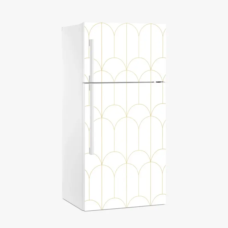Kühlschrankaufkleber goldenes art deco bogenmuster