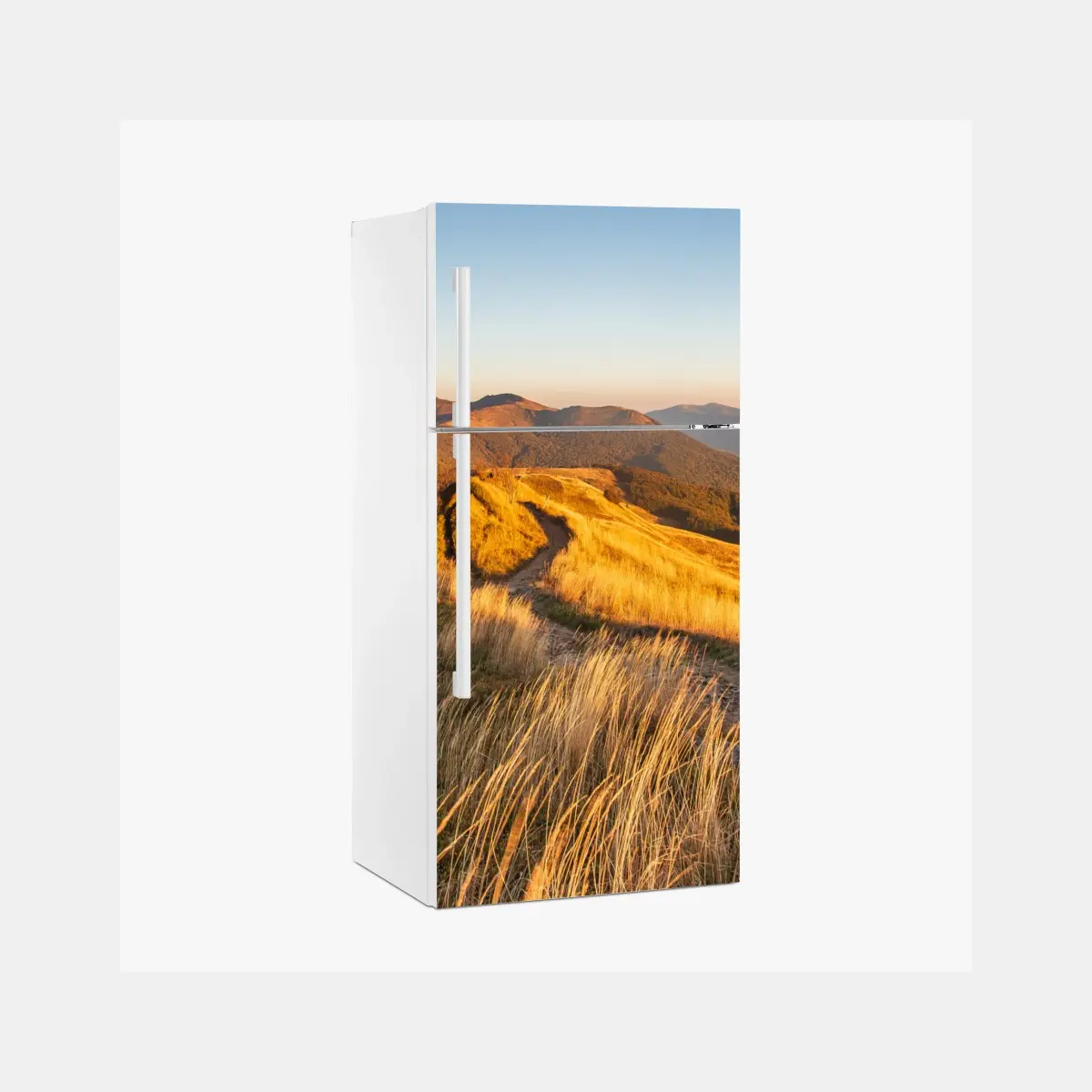 Kühlschrankaufkleber goldener bergkamm im sonnenuntergang – Pixers®