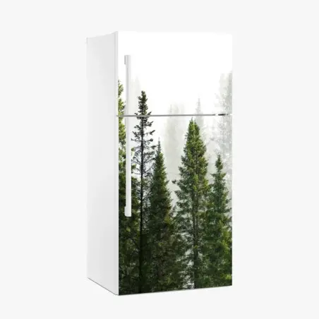 Kühlschrankaufkleber nebliger tannenwald – Pixers®