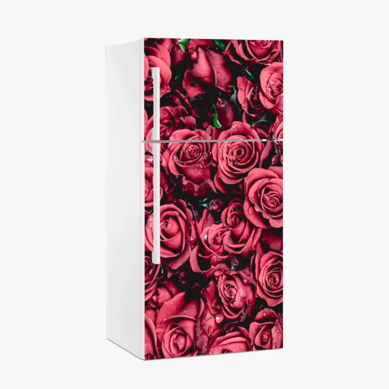 Kühlschrankaufkleber pralle rote rosen wandbild