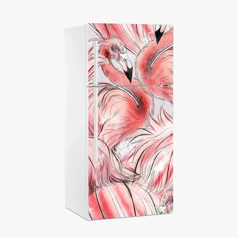 Kühlschrankaufkleber aquarell flamingo nahtloses muster