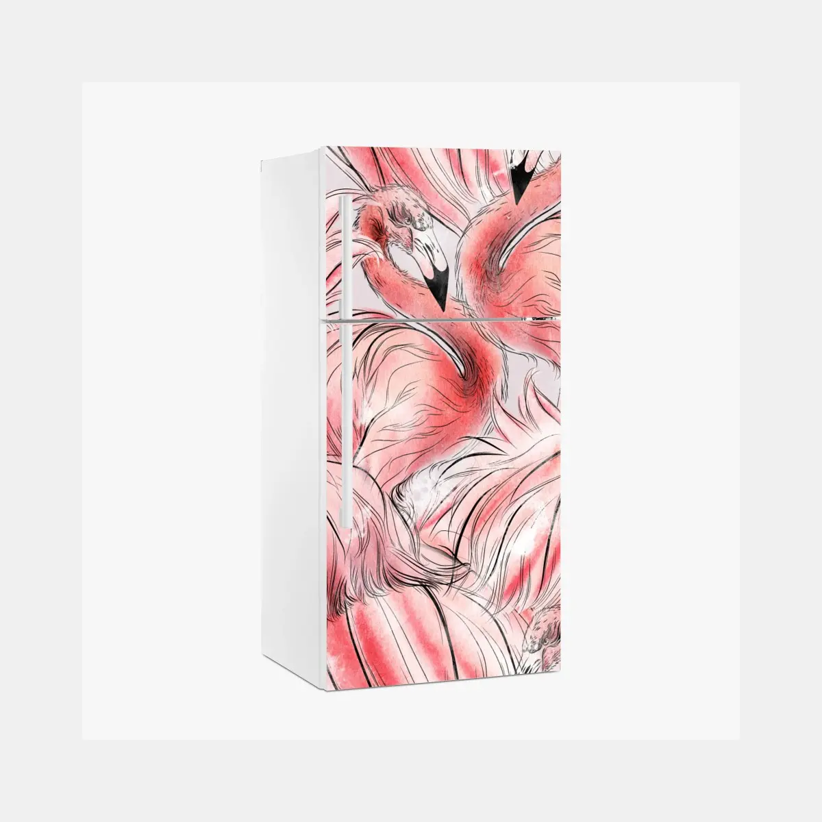 Kühlschrankaufkleber aquarell flamingo nahtloses muster – Pixers®
