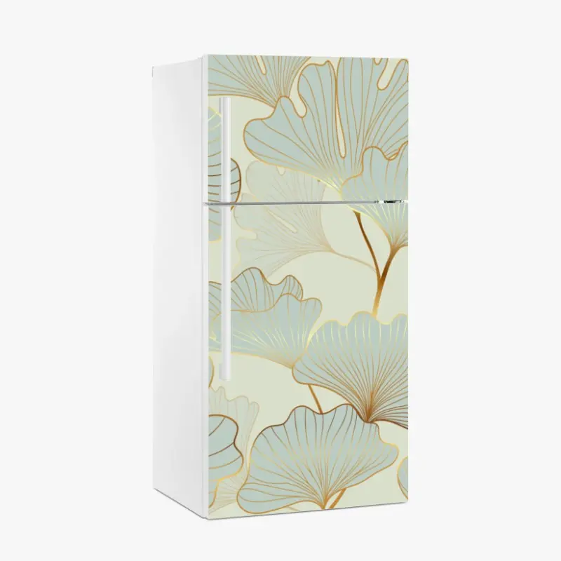 Kühlschrankaufkleber pastell ginkgo blättermuster mit goldakzenten