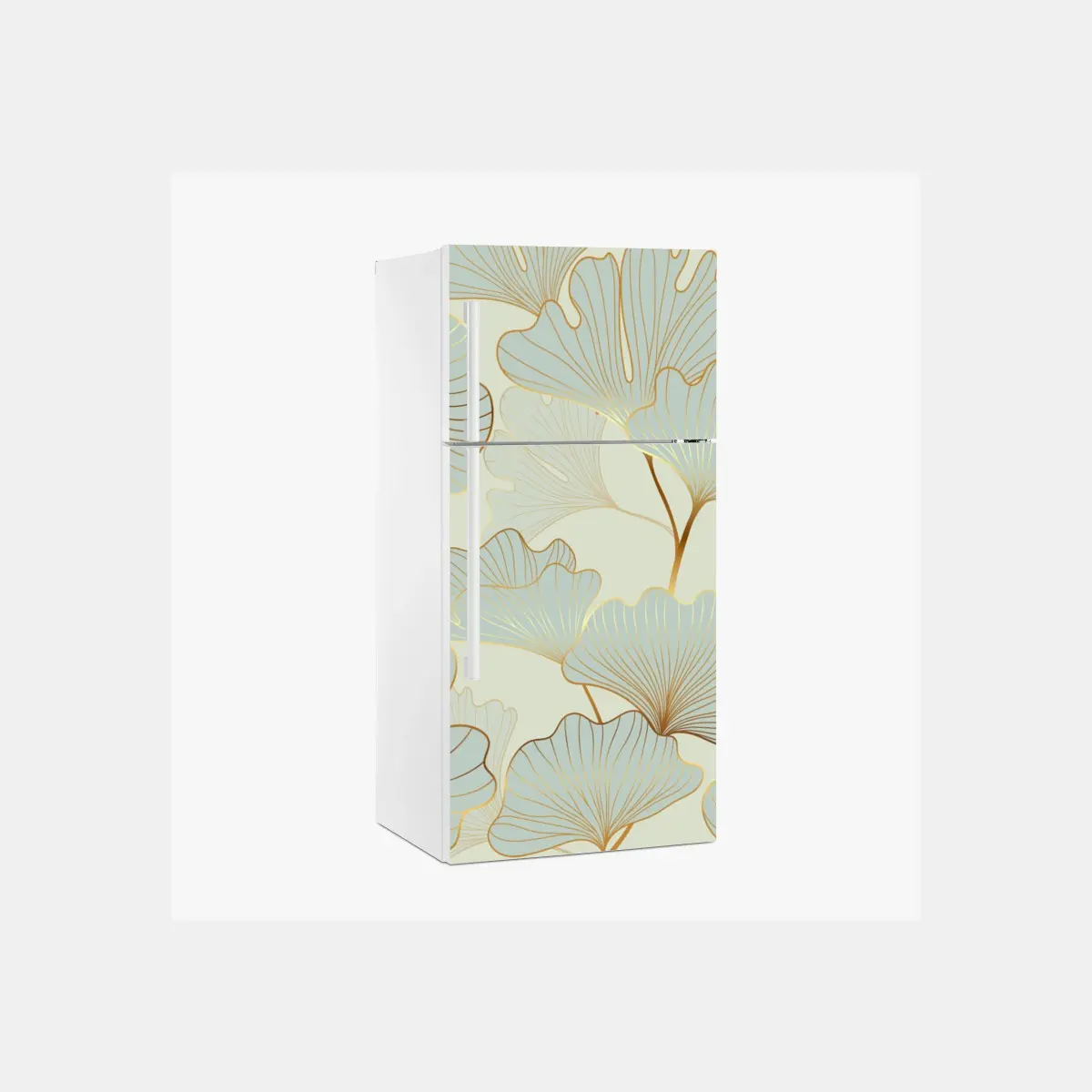 Kühlschrankaufkleber pastell ginkgo blättermuster mit goldakzenten – Pixers®