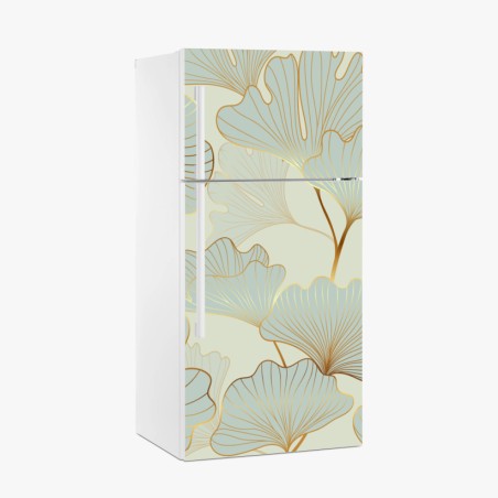 Kühlschrankaufkleber pastell ginkgo blättermuster mit goldakzenten – Pixers®