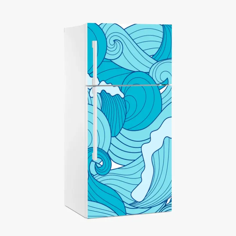 Kühlschrankaufkleber blaue ozeanwellen illustration