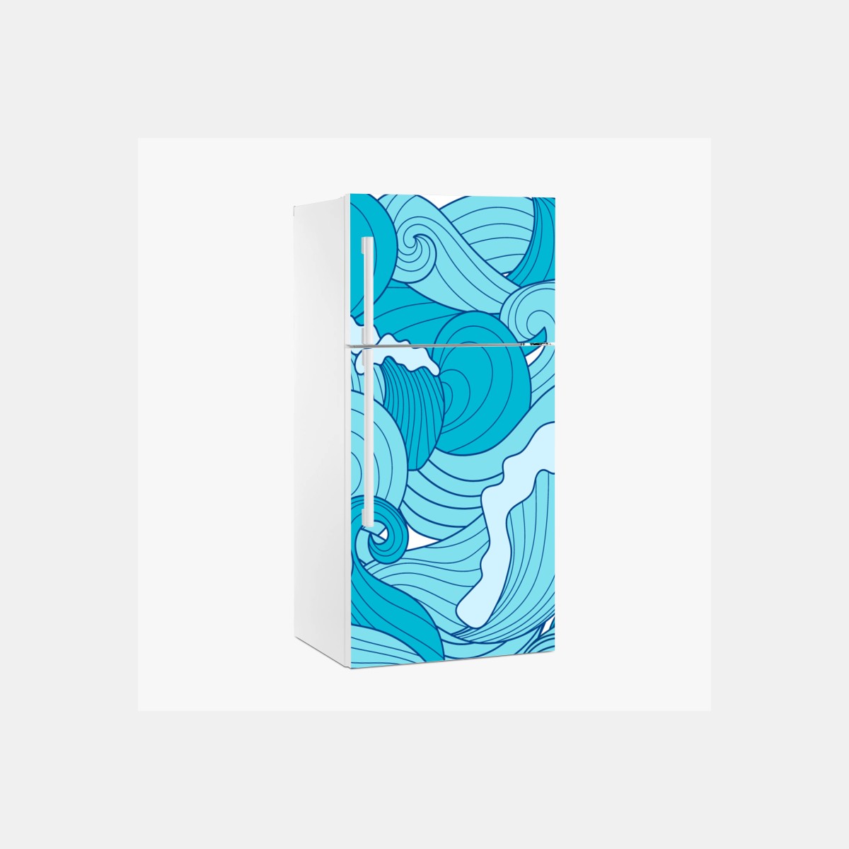 Kühlschrankaufkleber blaue ozeanwellen illustration – Pixers®