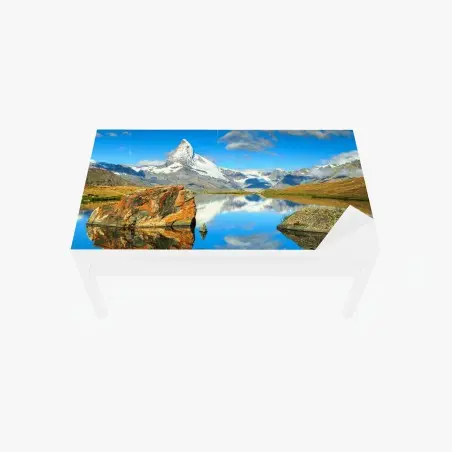 Tischaufkleber und Schreibtischaufkleber spiegelung des Matterhorns über einem alpinen see – Pixers®