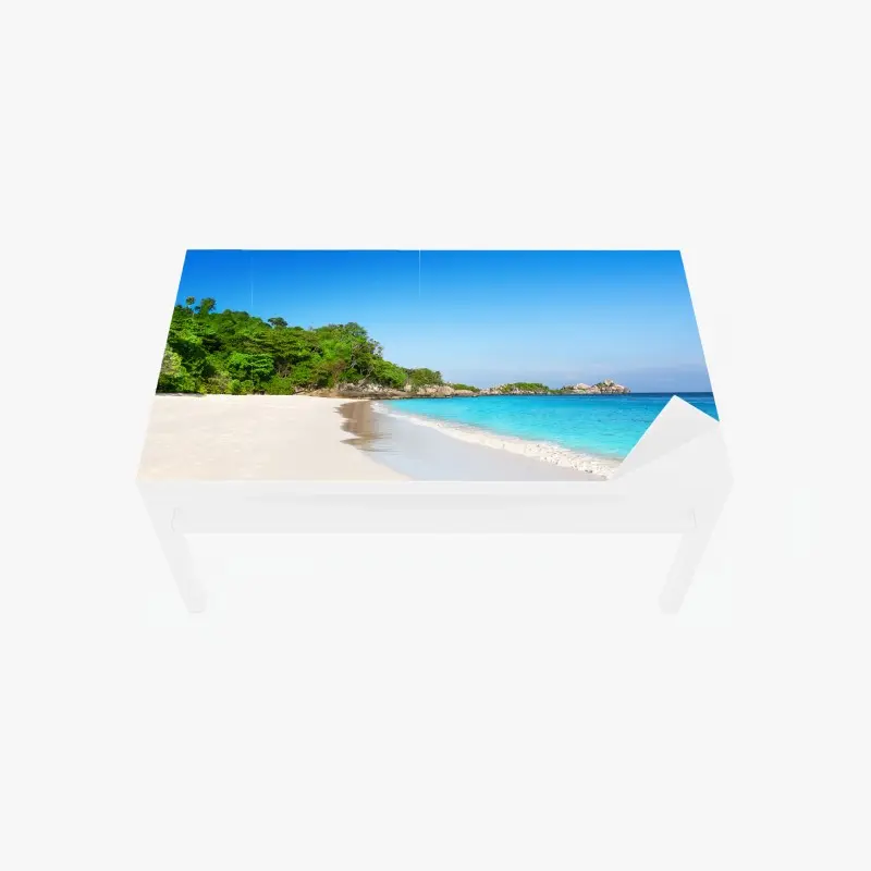 Tischaufkleber und Schreibtischaufkleber tropischer strand mit weißem sand