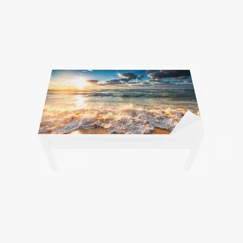 Tischaufkleber und Schreibtischaufkleber goldener sonnenaufgang über dem meer