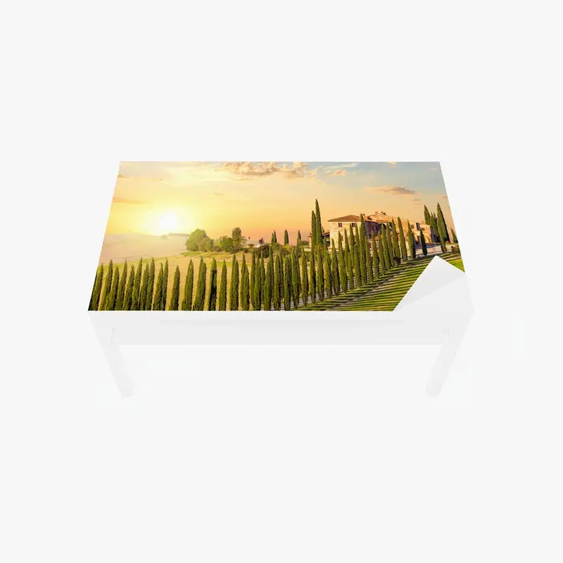 Tischaufkleber und Schreibtischaufkleber Toskana sonnenuntergang zypressenallee