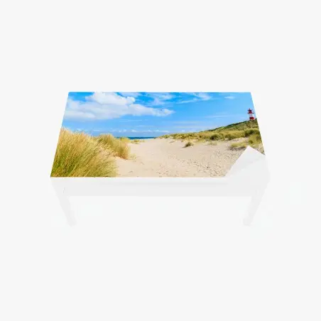 Tischaufkleber und Schreibtischaufkleber ruhige dünen Sylt mit leuchtturm – Pixers®