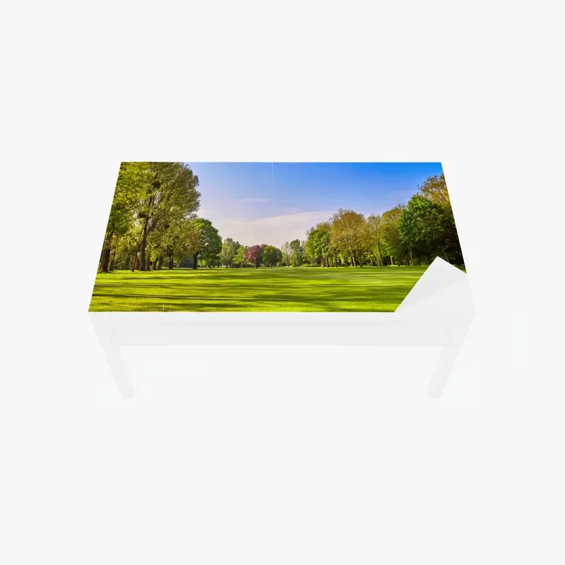 Tischaufkleber und Schreibtischaufkleber sonnige panoramaaufnahme eines stadtparks