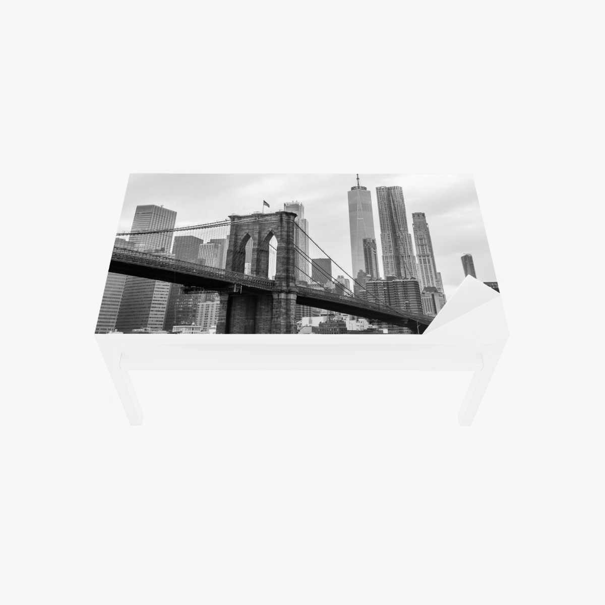 Tischaufkleber und Schreibtischaufkleber Brooklyn Bridge und New York skyline in graustufen – Pixers®