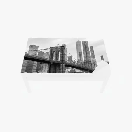 Tischaufkleber und Schreibtischaufkleber Brooklyn Bridge und New York skyline in graustufen – Pixers®