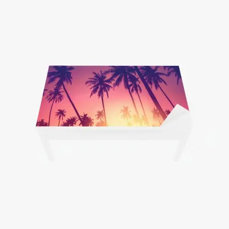 Tischaufkleber und Schreibtischaufkleber tropischer sonnenuntergang mit palmensilhouette – Pixers®