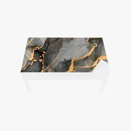Tischaufkleber und Schreibtischaufkleber rauchiger grauer marmor mit goldenen adern – Pixers®