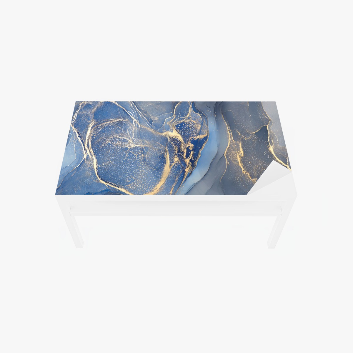 Tischaufkleber und Schreibtischaufkleber ozeanblauer marmor mit goldenen adern – Pixers®