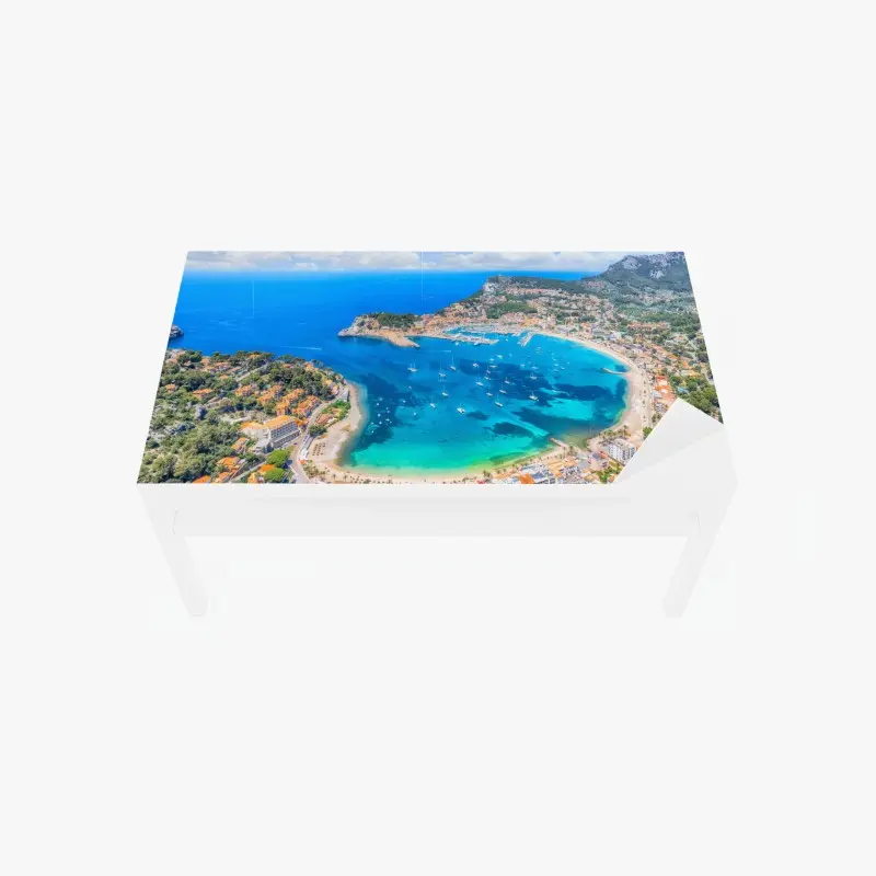 Tischaufkleber und Schreibtischaufkleber luftaufnahme der bucht von Port de Sóller