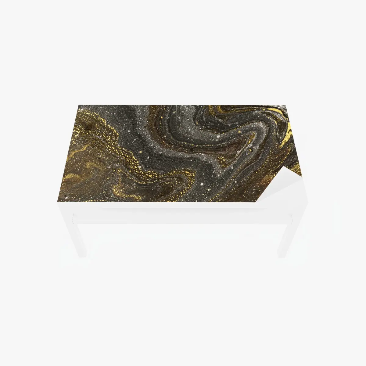 Tischaufkleber und Schreibtischaufkleber gold-schwarzer marmorwirbel – Pixers®