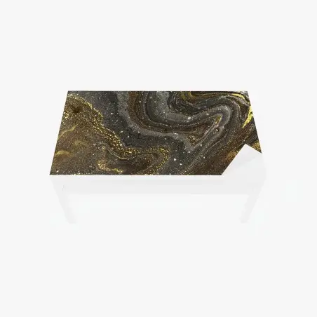 Tischaufkleber und Schreibtischaufkleber gold-schwarzer marmorwirbel – Pixers®