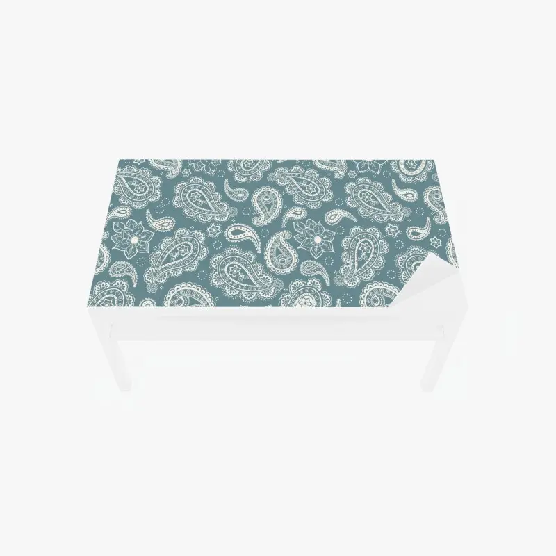 Tischaufkleber und Schreibtischaufkleber türkis paisley muster mit blumendetails