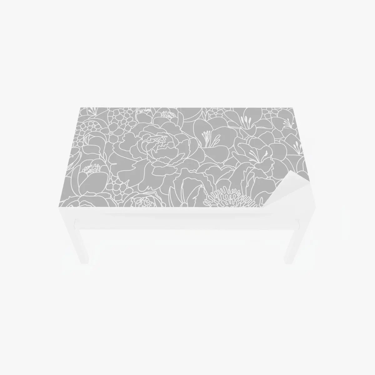 Tischaufkleber und Schreibtischaufkleber subtiles graues blumenlinienmuster – Pixers®